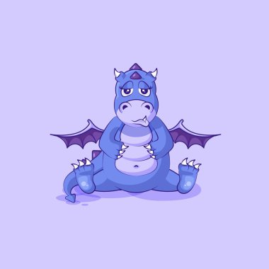Emoji karakter karikatür ejderha dinozor üzgün ve sinirli sticker ifade vektör