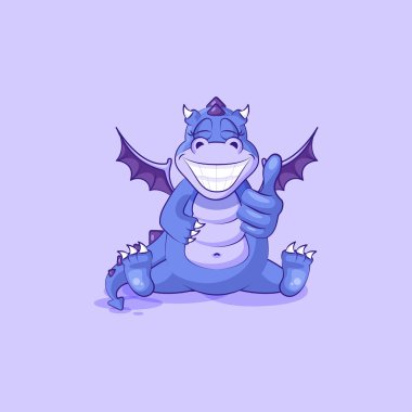Etiket ifade başparmak ile vektör Emoji karakter karikatür ejderha dinozor onayladı