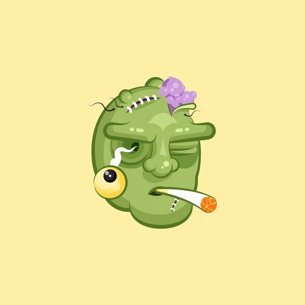 Hlavy, hrozná mimika zombie kouření cigaret emocí, emoji nálepka pro Happy Halloween — Stockový vektor