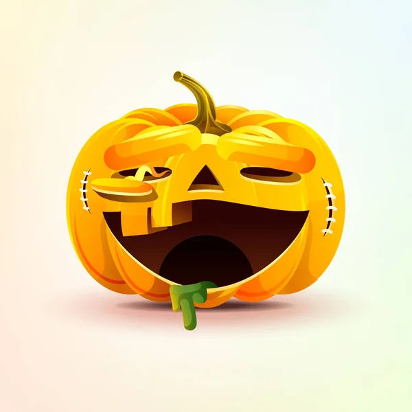 Jack-o-φανάρι, τρομερό έκφραση προσώπου smiley κολοκύθας με γέλιο συγκίνηση, emoticon αυτοκόλλητο για χαρούμενες Απόκριες — Διανυσματικό Αρχείο