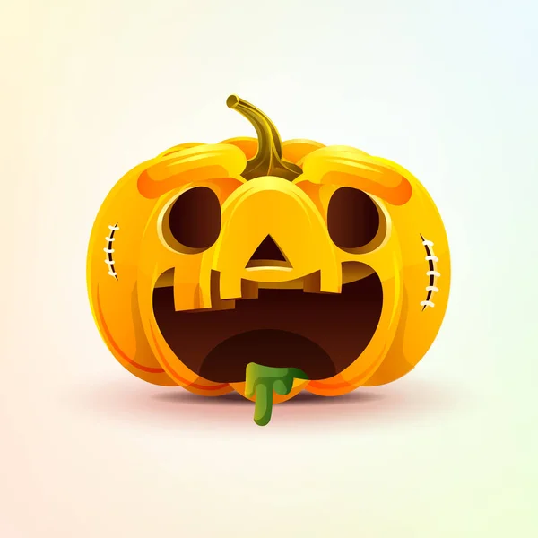 Jack-o-linterna, expresión facial calabaza de otoño con emoción sonriente regocijo, emoji, pegatina para Feliz Halloween — Vector de stock