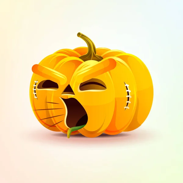 Jack-o-linterna, terrible expresión facial calabaza, gritando emoción sonriente grito, emoji, pegatina para Feliz Halloween — Vector de stock