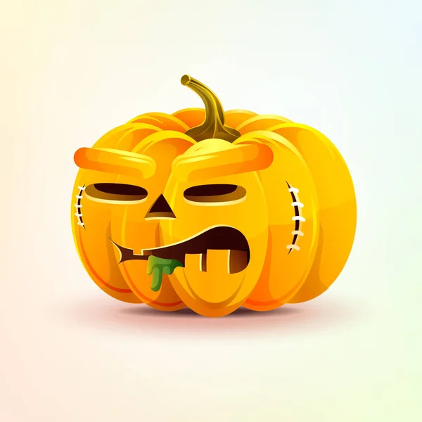 Jack-o-φανάρι, τρομερό έκφραση προσώπου φθινόπωρο κολοκύθας άσχημη άσχημο συναίσθημα, emoji, αυτοκόλλητο για χαρούμενες Απόκριες — Διανυσματικό Αρχείο