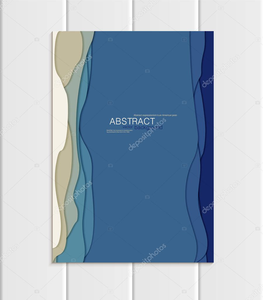 Vector brochure A5 or A4 format abstract uneven blue shapes design element corporate style