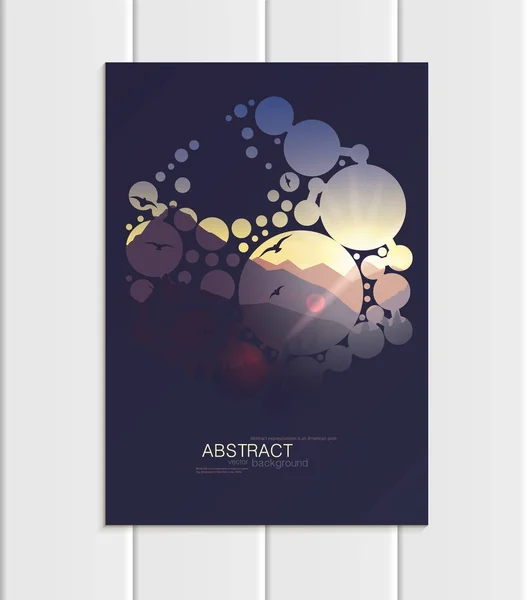 Векторна брошура формату A5 або A4 абстрактні кола та елемент гірського ландшафту корпоративний стиль — стоковий вектор