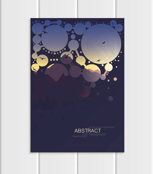 Vector brochure A5 or A4 format abstract circles and mountain landscape design element corporate style — Stock Vector