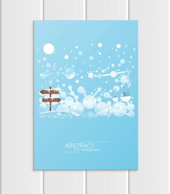 Broşür A5 veya A4 formatında tasarım Noel şablon, soyut daireler, kış manzara yeni yıl 2018