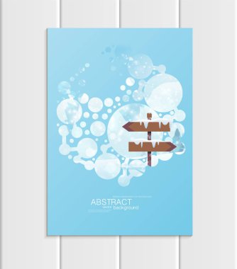 Broşür A5 veya A4 formatında tasarım Noel şablon, soyut daireler, kış manzara yeni yıl 2018