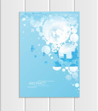 Broşür A5 veya A4 formatında tasarım Noel Kentsel şehir, soyut daireler, kış manzara yeni yıl 2018