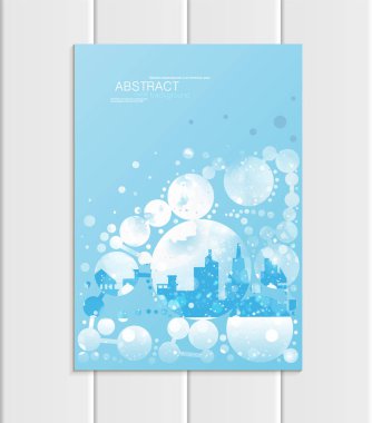Broşür A5 veya A4 formatında tasarım Noel Kentsel şehir, soyut daireler, kış manzara yeni yıl 2018