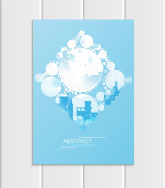 Broşür A5 veya A4 formatında tasarım Noel Kentsel şehir, soyut daireler, kış manzara yeni yıl 2018