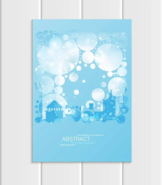 Brochura A5 ou A4 formato design Natal cidade urbana, círculos abstratos, paisagem de inverno Ano Novo 2018 —  Vetores de Stock