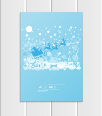 Atlı kızak kış manzara yeni yıl 2018 broşür A5 veya A4 formatında tasarım Noel Noel Baba