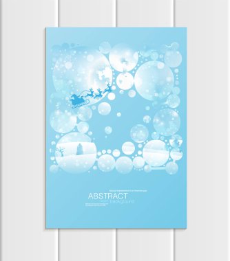 Atlı kızak kış manzara yeni yıl 2018 broşür A5 veya A4 formatında tasarım Noel Noel Baba