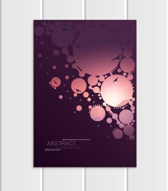 Vektör broşür A5 veya A4 formatında soyut daireler ve dağ peyzaj tasarım öğesi kurumsal tarzı