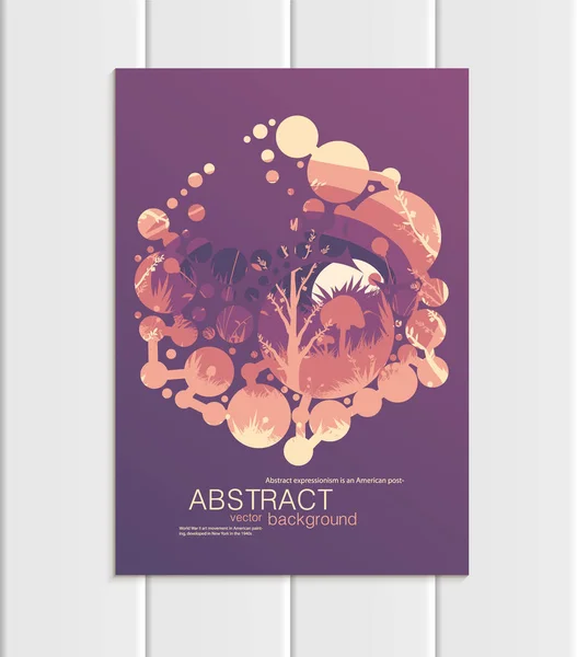 Folheto vetorial formato A5 ou A4 círculos abstratos árvores paisagem florestal elemento de design estilo corporativo — Vetor de Stock