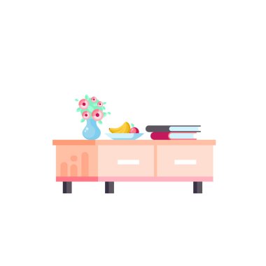 Vektör izole illüstrasyon simge mobilya onuştuğu, Çekmeceli Tv stand düz stil