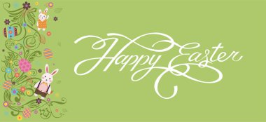 Yazıt afiş, yazı, kaligrafi, tipografi Happy Easter bunny beyaz arka plan el