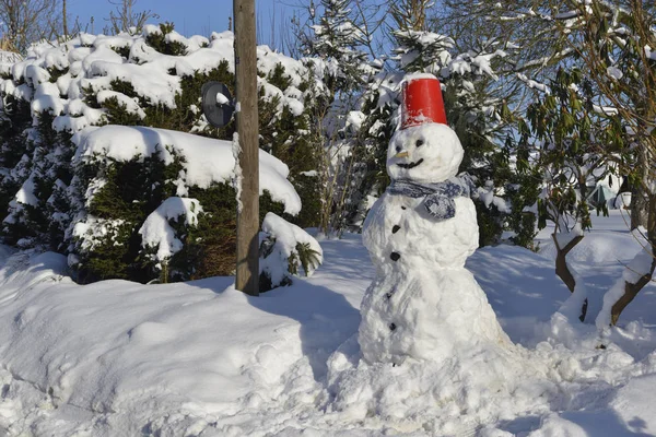 Muñeco de nieve en invierno —  Fotos de Stock