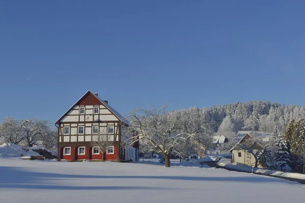 Upper Lusatian House Saxon Winter Neu Schirgiswalde — Stock Photo, Image