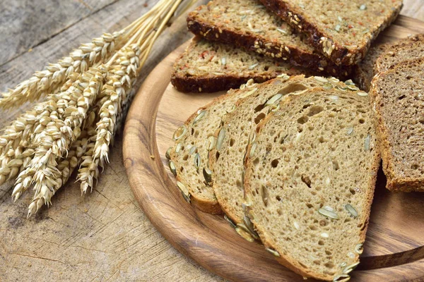 Bread Corn Wooden Table — ストック写真