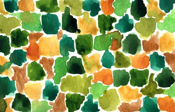 Αφηρημένη ακουαρέλα πράσινο και πορτοκαλί σταγόνες μοτίβο. Χειροποίητη υδατοδιαλυτή υφή με πινελιές και κηλίδες. Δημιουργικό μοντέρνο ζωγραφισμένο στο χέρι φόντο για διάφορα σχέδια, πανό, κάρτες. — Φωτογραφία Αρχείου