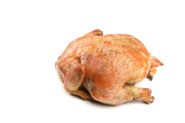 Teljes Pörkölt Csirke Fehér Alapon Másolási Hellyel — Stock Fotó