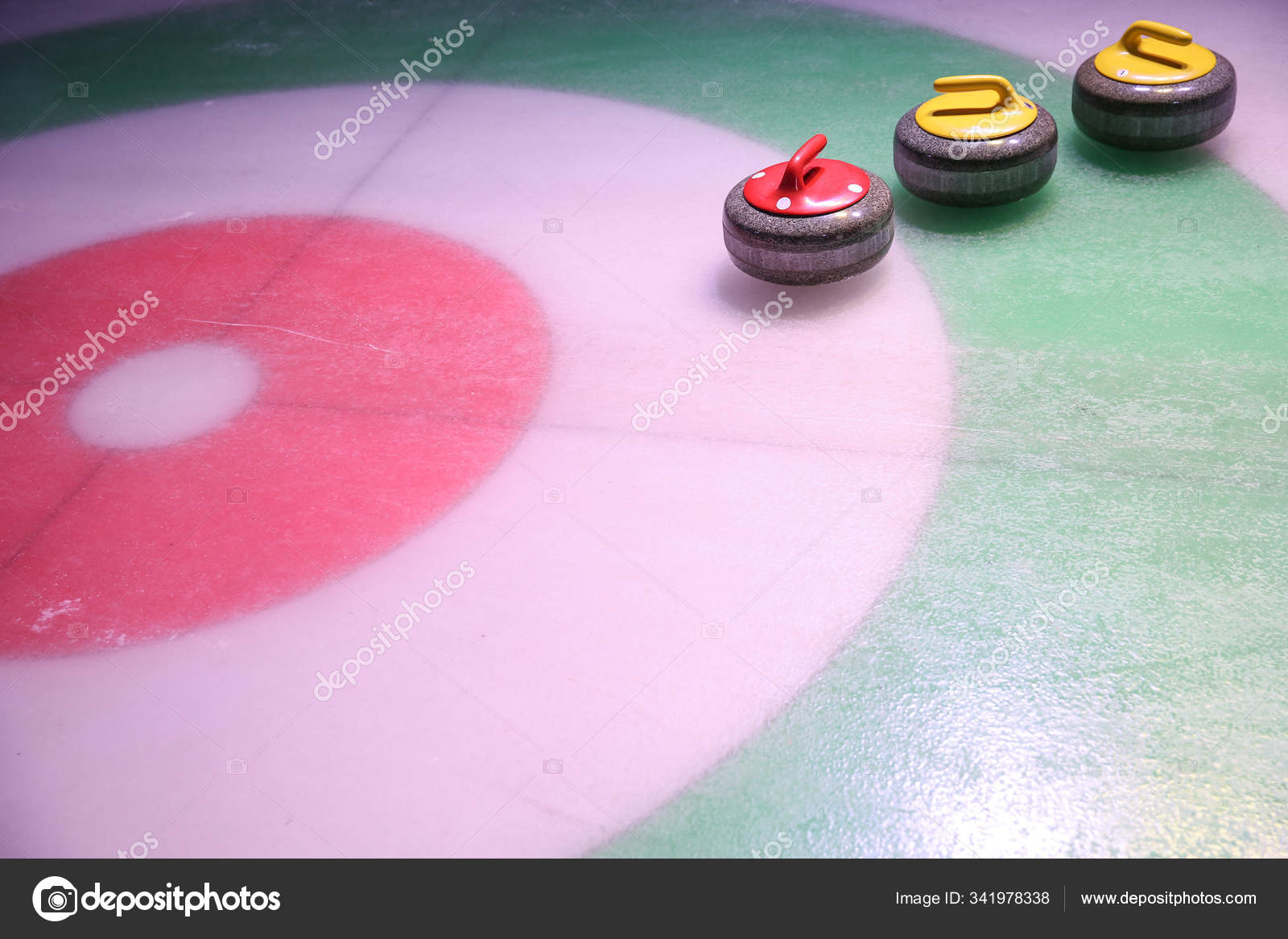 Colorful Curling Stones Ice Home Background Copy Space — Stock Photo