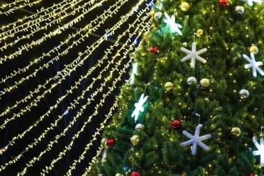 Noel ağacı ve ışıkları Noel arka plan