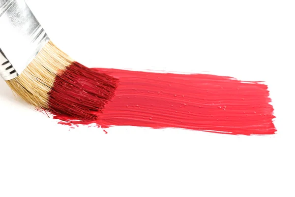 Pennellata Vernice Rossa Sfondo Bianco — Foto Stock