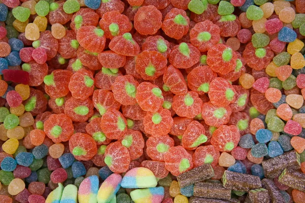 咀嚼果酱特写 多种颜色的咀嚼糖果 — 图库照片