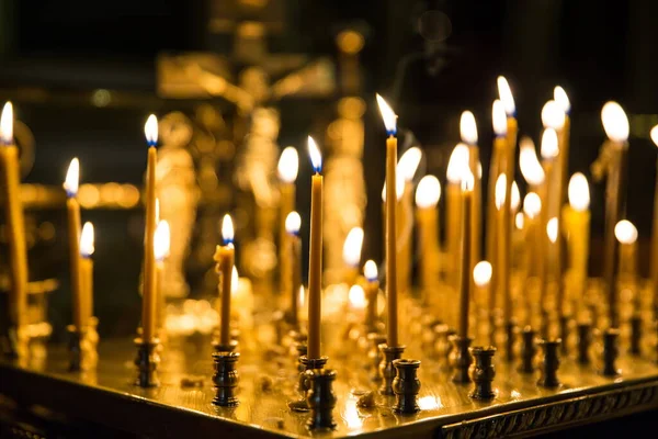 Φόντο Των Κεριών Στη Χριστιανική Ορθόδοξη Εκκλησία — Φωτογραφία Αρχείου