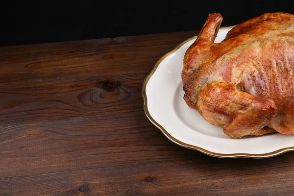 Pollo Cocido Plato Sobre Superficie Madera Con Espacio Copia Pollo — Foto de Stock