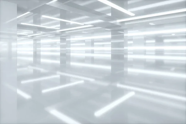 輝線付きの明るい部屋を空にする, 3Dレンダリング. — ストック写真