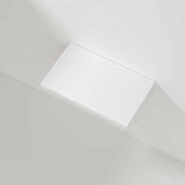 Boş odada beyaz boş küp raf, 3 boyutlu görüntüleme.