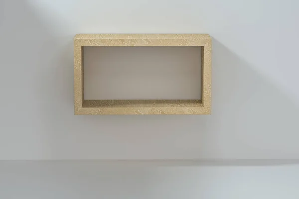 Estante vacío del cubo de madera en la habitación vacía, representación 3d . —  Fotos de Stock