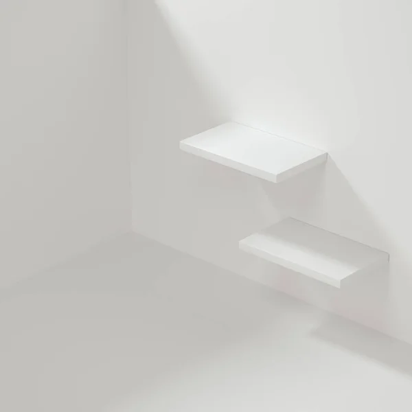 Blanco estante cubo vacío en la habitación vacía, 3d renderizado . —  Fotos de Stock