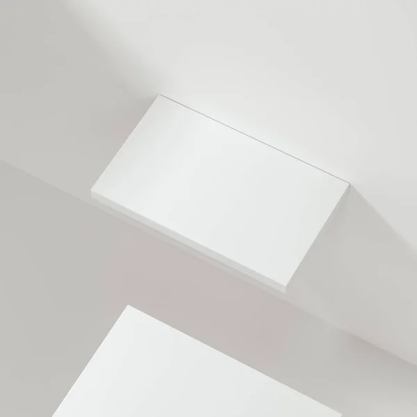 White empty cube shelf in the empty room, 3d rendering. — Stock Photo, Image