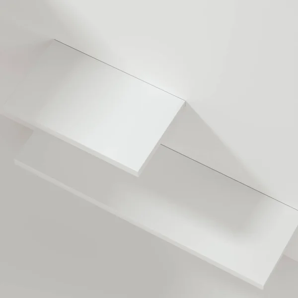 White empty cube shelf in the empty room, 3d rendering. — Stock Photo, Image