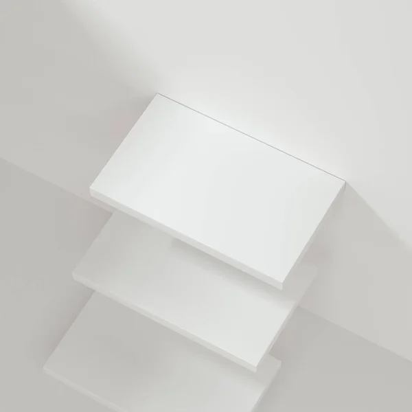 White empty cube shelf in the empty room, 3d rendering. — Stock Photo, Image