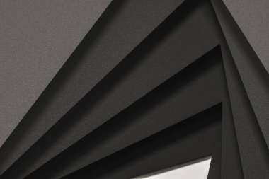 Üçgen şekilli, boş ve girdaplı kağıt kartlar, 3D oluşturma.