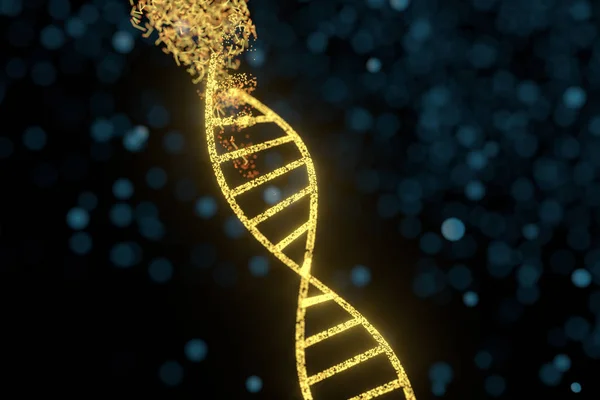 DNS-részecskék és szórt izzó vonalak, 3d renderelés. — Stock Fotó