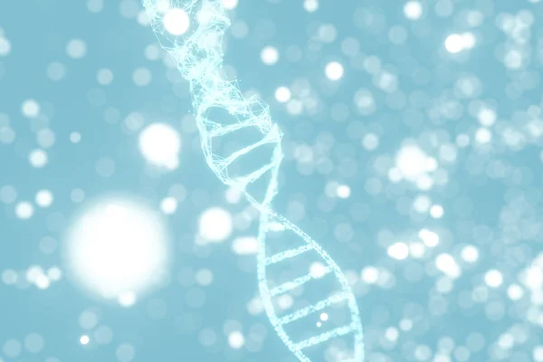 DNA parçacıkları ve dağınık parlayan çizgiler, 3 boyutlu oluşturma. — Stok fotoğraf