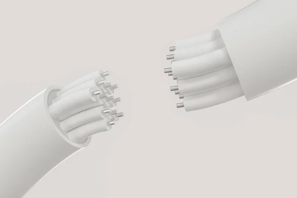 Cable con núcleo extendido, producto de conexión electrónica, renderizado 3D . —  Fotos de Stock