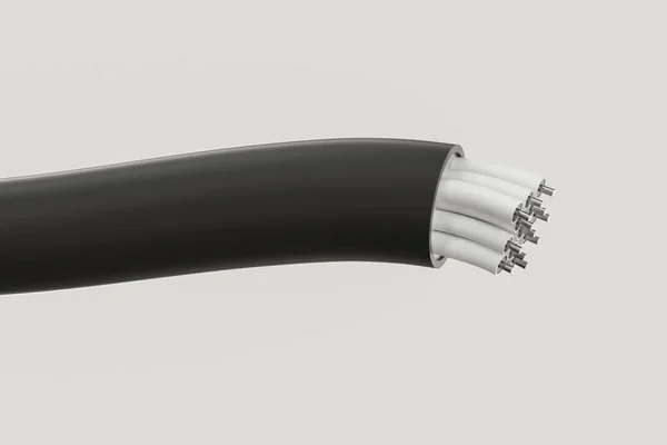 Cable con núcleo extendido, producto de conexión electrónica, renderizado 3D . —  Fotos de Stock