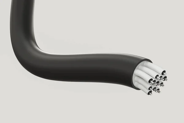 Kabel s prodlouženým jádrem, elektronický konektor, 3d rendering. — Stock fotografie