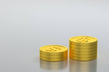 Beyaz arkaplanlı üç boyutlu bozuk paralar..