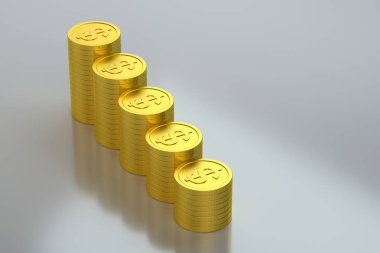 Beyaz arkaplanlı üç boyutlu bozuk paralar..