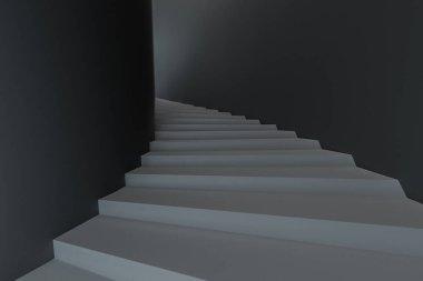 Yuvarlak merdiven, kavramsal arka plan, 3D görüntüleme.