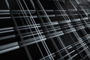 Çapraz parlayan çizgiler, 3d render ile mavi siber uzay.